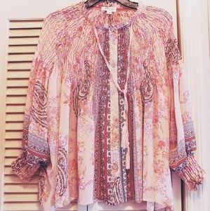 NWT, Taylor & Sage, Boho smocked blouse, XS